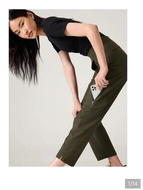 Athleta Brooklyn mid rise Utility Ankle Pants in Aspen Green